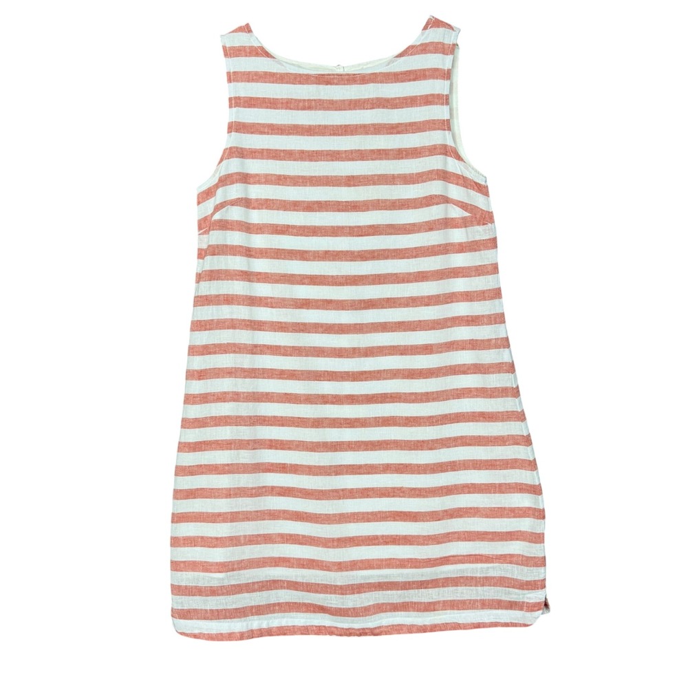 Beachlunchlounge Dress Womens Small Coral Striped Linen Blend‎ Sleeveless Lined